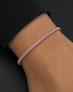 Male model wearing 14k Stunning Pink Tourmaline Tennis Bracelet