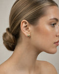 Female model wearing 18k Diamond Cartier Earrings