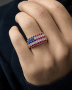 Male model wearing 14k United States Flag Ring