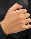 Male model wearing 18K Gold Armani Ring