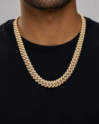 Male model wearing 14k Jumbo Diamond Cuban Link Chain 14.8mm