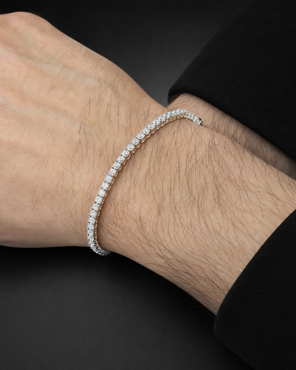 Male model wearing 10k 2mm Diamond Dream Bracelet