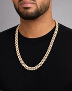 Male model wearing 10k 10mm Diamond Cuban Chain 18”