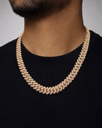 Male model wearing 10k 13.5mm Diamond Cuban Chain 22”
