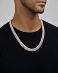Male model wearing 14k 11.5mm White Gold Cuban Chain 22"
