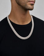 Male model wearing 14k 11.5mm White Gold Cuban Chain 22"