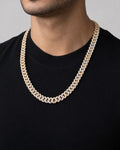 Male model wearing 10K 9.5MM Cuban Link Diamond Chain 22"