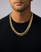 Male model wearing 14K Rose Gold Cuban Chain 16.5MM 22"