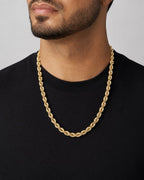 Male model wearing 14k Solid Gold Rope Chain 10mm 26”