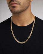 Male model wearing 14k Solid Gold Franco Chain 5.5mm