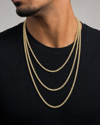 Male model wearing 14k Gold Rope Chain 3.6mm