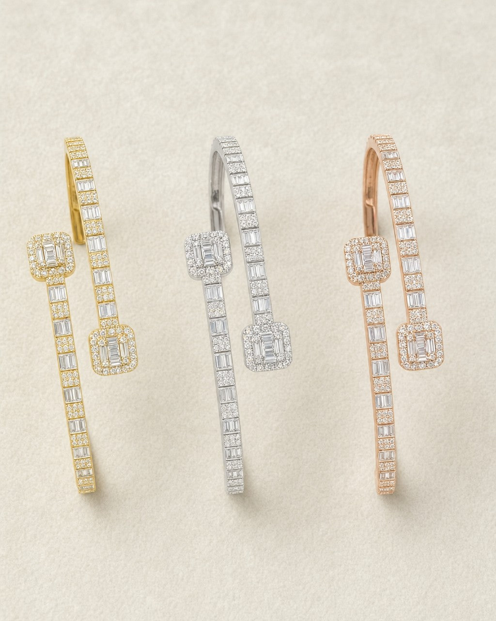 10K Baguette Square Bangle styled photo