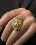 Male model wearing 10K King Lion Ring