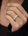 Female model wearing Custom Eternity Wedding Band