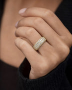 Female model wearing Custom Eternity Wedding Band