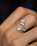 Male model wearing 14K Heart Butterfly Diamond Ring