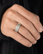 Male model wearing 10K DIAMOND ARMOR RING BAND