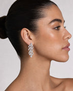 Female model wearing 14K Bridal Teardrop Hanging Earrings