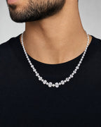 Male model wearing 14K Bridal Oval Baguette Tennis Chain