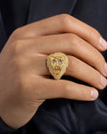 Male model wearing 14K Lion Ring
