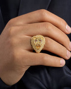 Male model wearing 14K Lion Ring