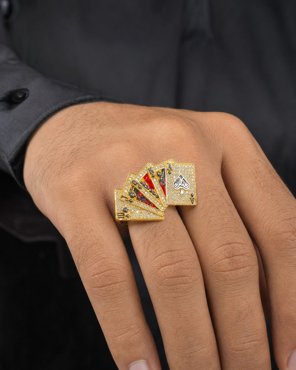 Male model wearing 10K Cards Ring