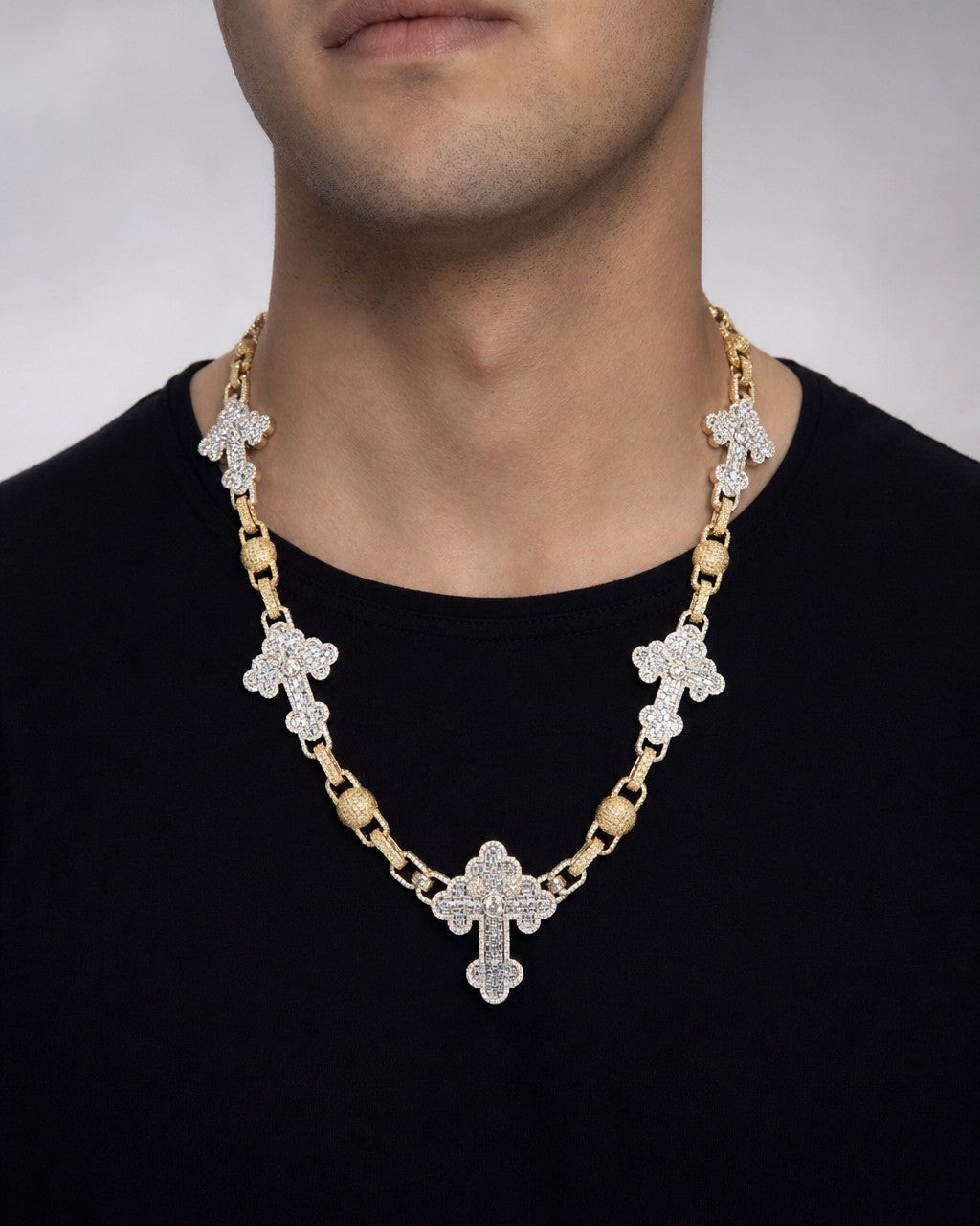 Male model wearing Jumbo Baguette Cross Chain