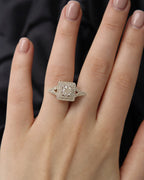 Female model wearing Square Diamond Engagement Ring