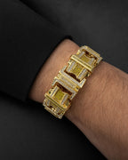 Male model wearing 14K Jumbo Yellow Canary Diamond Bracelet