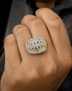 Male model wearing 10K Diamond Baguette Crown Ring
