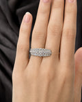Female model wearing 10K Diamond Crown Pave Engagement Ring