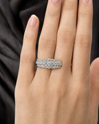 Female model wearing 10K Diamond Crown Pave Engagement Ring