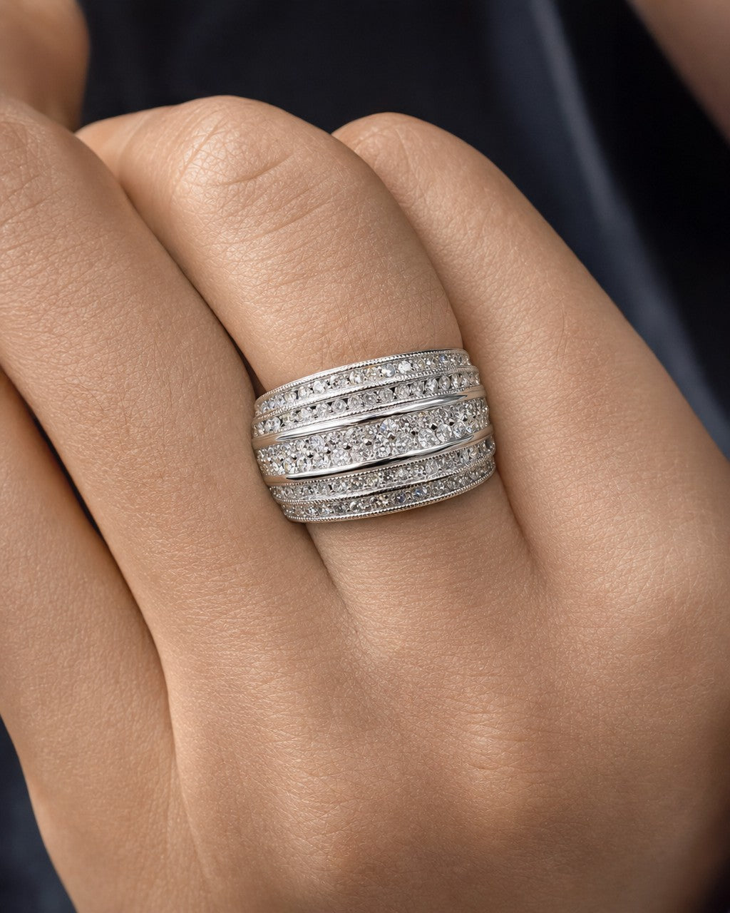 Male model wearing 10K Diamond Row Ring Band