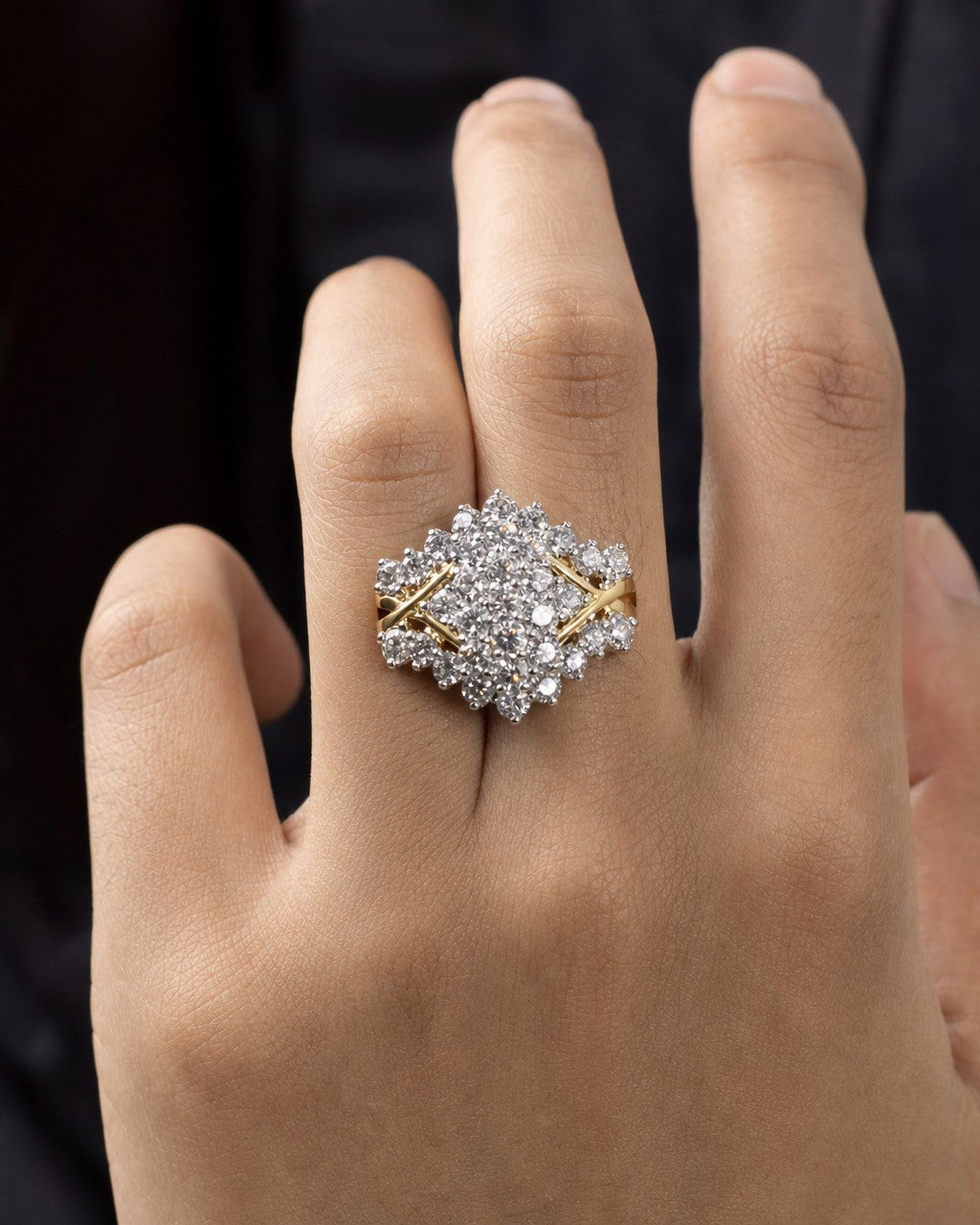 Male model wearing 10K Tiara Diamond Ring
