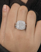 Female model wearing 10K Princess Cut Square Diamond Engagement Ring