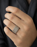 Male model wearing 10K Row Diamond Band Ring
