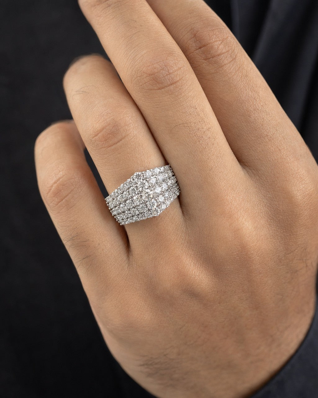 Male model wearing 10K Cluster Diamond Ring
