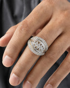 Male model wearing 10K Cluster Diamond Baguette Ring