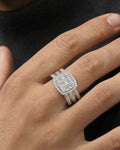 Male model wearing 10K Square Diamond Baguette Ring