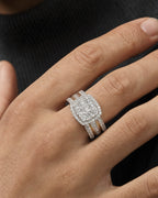 Male model wearing 10K Square Diamond Baguette Ring