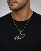 Male model wearing 10K Eagles Diamond Pendant