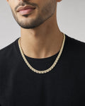 Male model wearing 10K 6MM Square Diamond Baguette Tennis Chain 18"