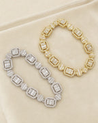 10K 7.8MM Rectangle Circle Link Tennis Bracelet 8" styled photo