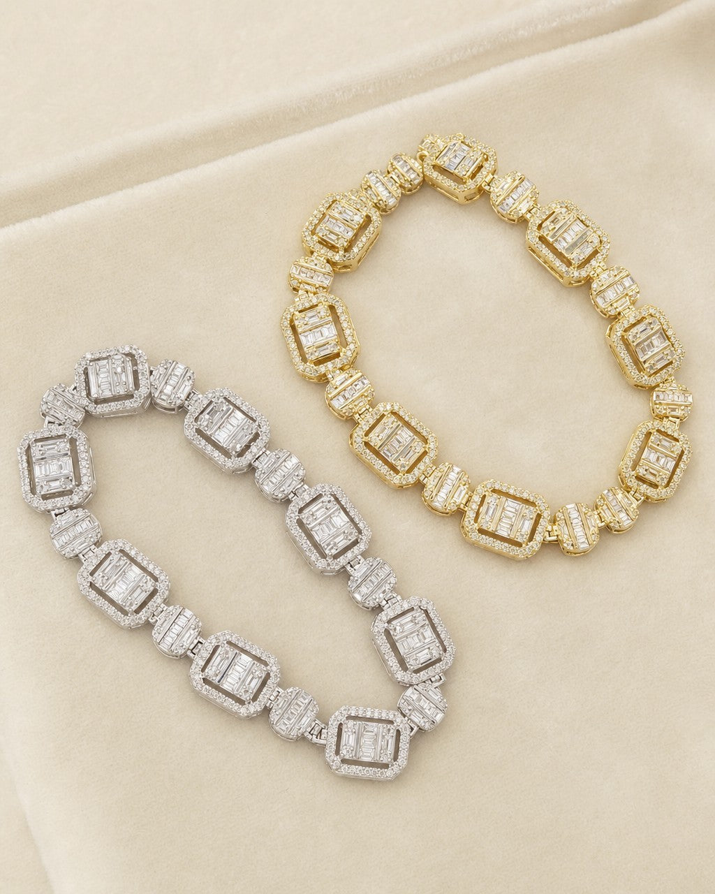 10K 7.8MM Rectangle Circle Link Tennis Bracelet 8" styled photo