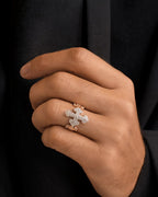Male model wearing 10K Holy Trinity Cross Diamond Ring