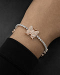 Male model wearing 10K Butterfly Tennis Diamond Bracelet