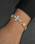 Male model wearing 10K Chronicle Cross Diamond Bracelet