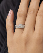 Female model wearing 14K Barbie Circle Diamond Engagement Ring