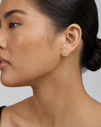 Female model wearing 14K Masterpiece Square Diamond Earrings