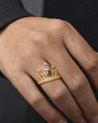 Male model wearing 14K Tiara of Virgin Mary Diamond Ring